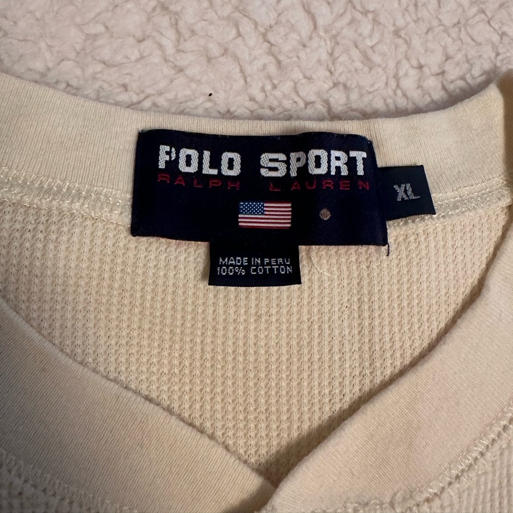 Vintage 90s Polo Sport Ralph Lauren LS Waffle Thermal style Shirt Adult Size XL - Picture 3 of 3